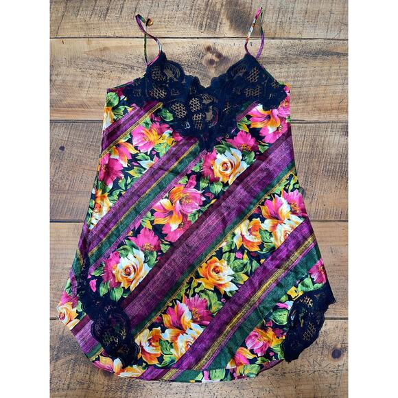 Womens Victorias Secret Floral Lace Pink Purple Chemise Nightie Gold Label Small - Picture 1 of 9